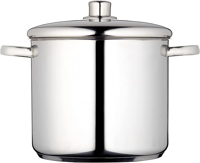 MasterClass Stock Pot With Lid 8.5L/24cm, Induction-Safe, Stainless Steel, Silver