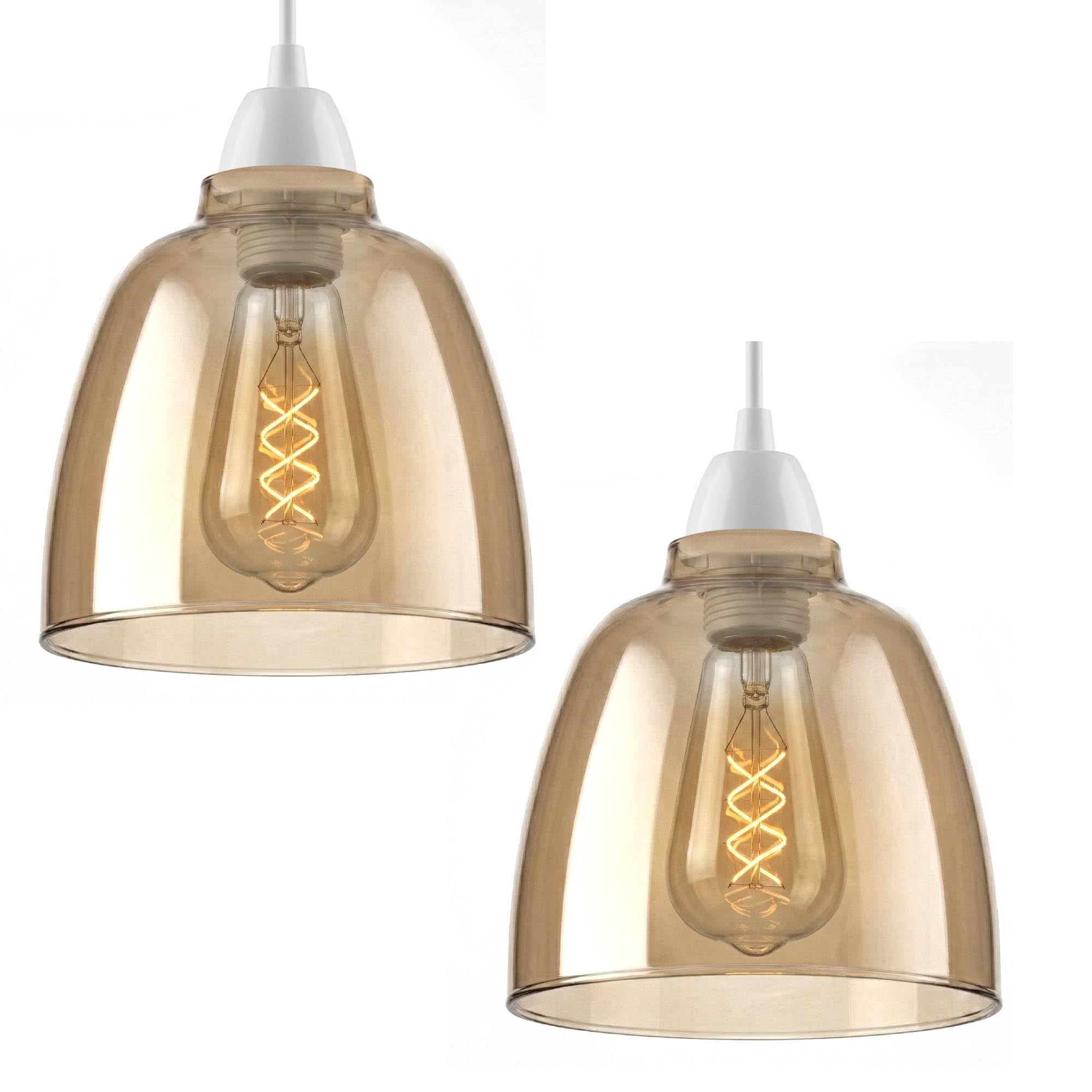 Amber Glass Lamp Shade 14.5cm Diameter x 15.5cm Height