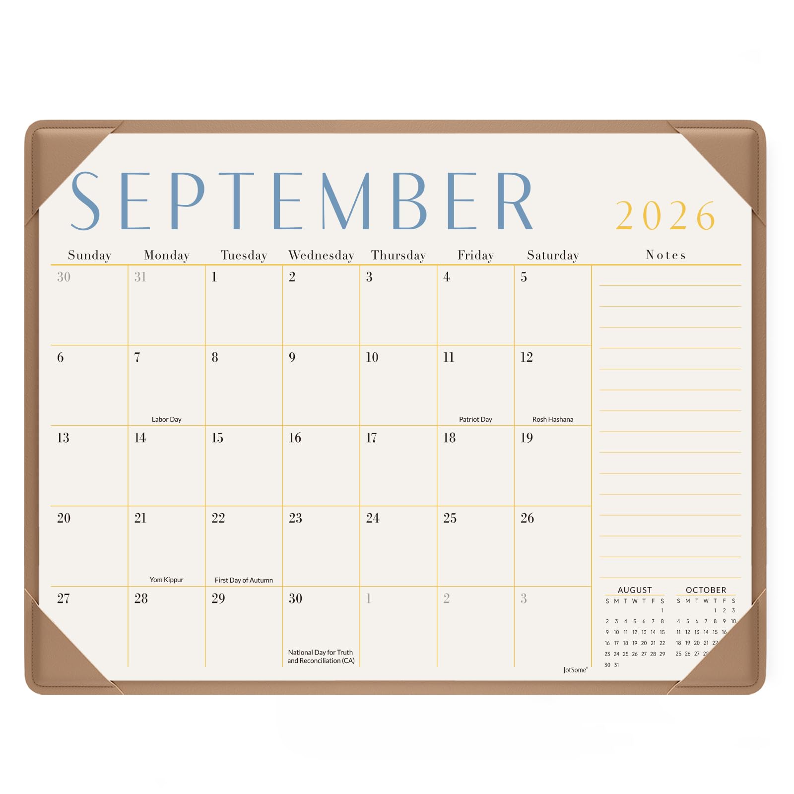 Jotsome Desk Calendar 2026-2027 with Protective Mat, Large Desk Calendar