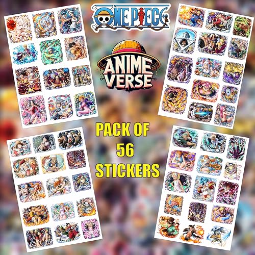 Image of AnimeVerse Pack of 56 One Anime Stickers for Laptop, Phone, Guitar, Bike, PC, | Waterproof Glossy Vinyl Decals | Residue-Free Anime Stickers Collection