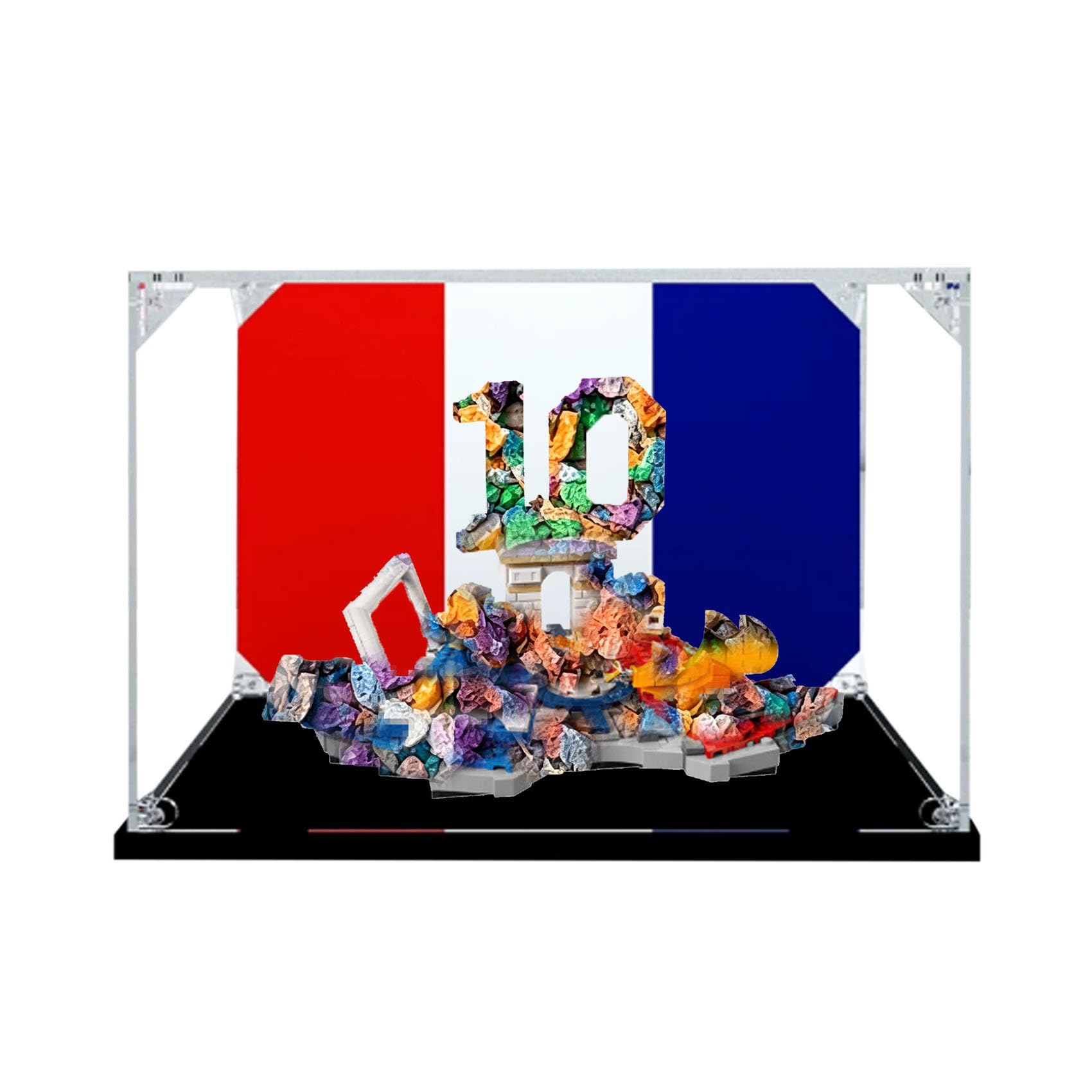 Acrylic Display Case for Le-go 43013 The Moment of the Goal Model, Dustproof Display Box (display box only) (StyleA Background 3mm)