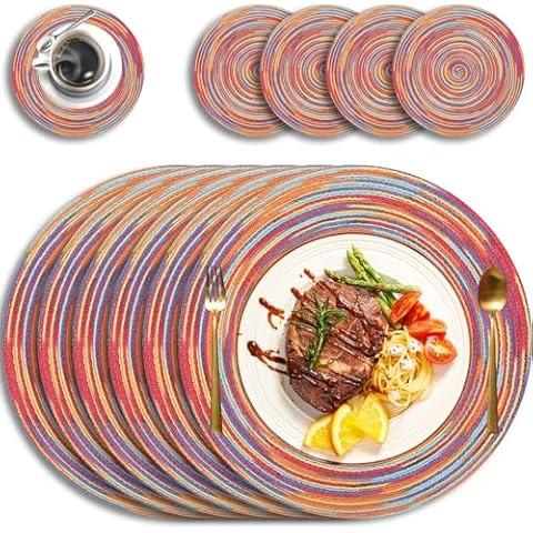 MI CASA Braided Woven Placemats Set of 6 Cover