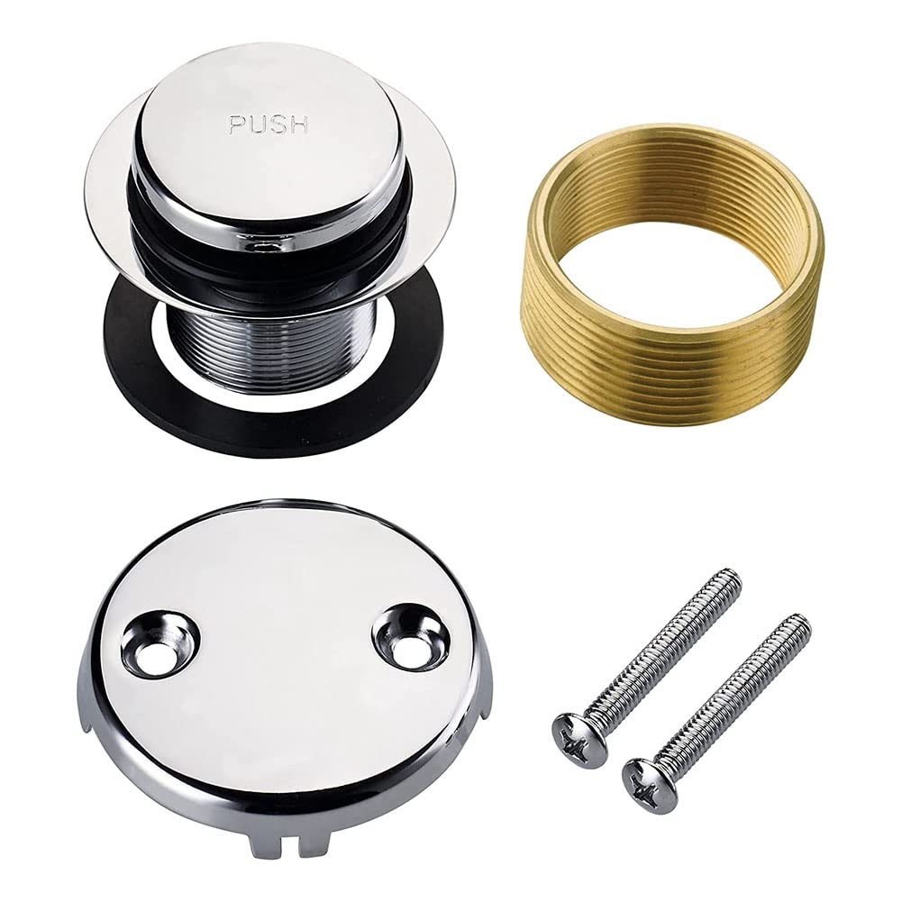 CTRLZS Chrome Tip Toe Bathtub Tub Drain Conversion Kit Assembly, Tub Drain Trim Kit With Two Hole Overflow Faceplate
