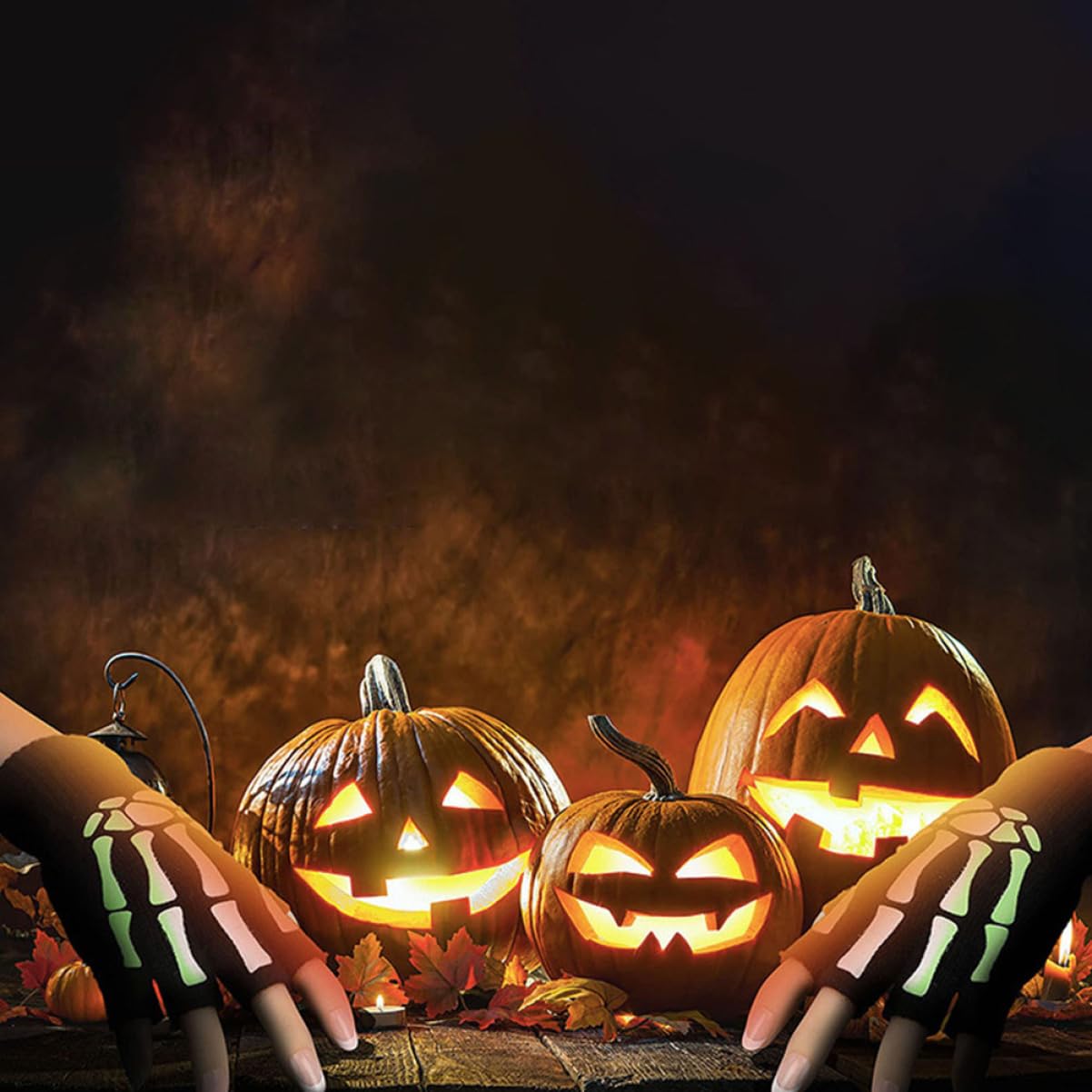 CALLARON Guantes calaveras luminosos guantes negros sin dedos guantes de decoración de halloween fato halloween guantillas guante de ciclismo con estilo guantes luminosos de fiesta