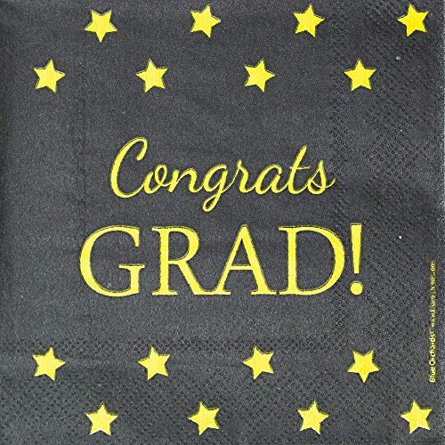 Flash Deals - 80% OFF Graduation Napkins, Congrats Grad Party Supplies, Cocktail and Beverage Napkins, 100-Pack, 5 x 5 Inches Folded