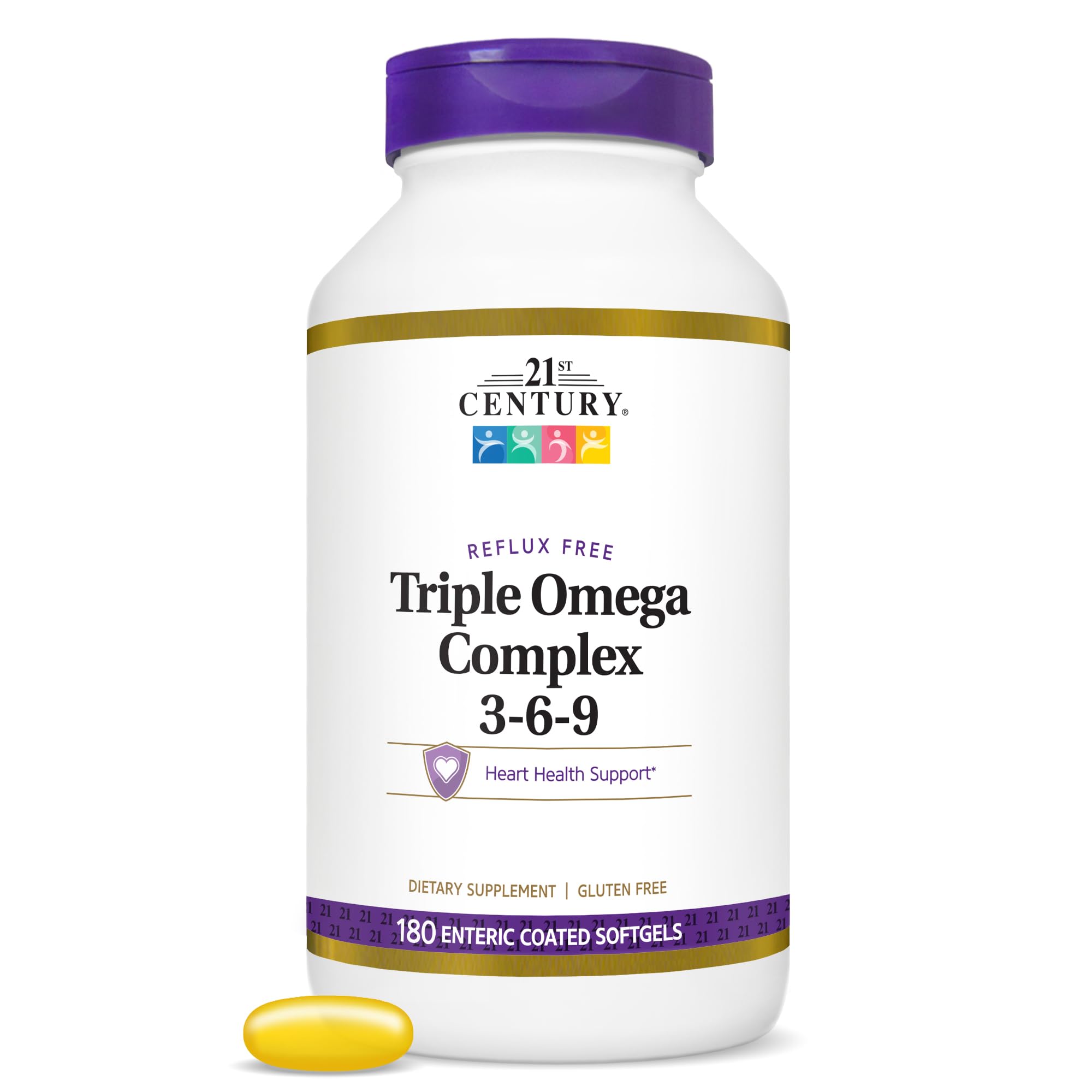 Complexo Omega triplo do século 21 3 6 9 Softgels entéricos revestidos, garrafa de contagem 180 (22875)