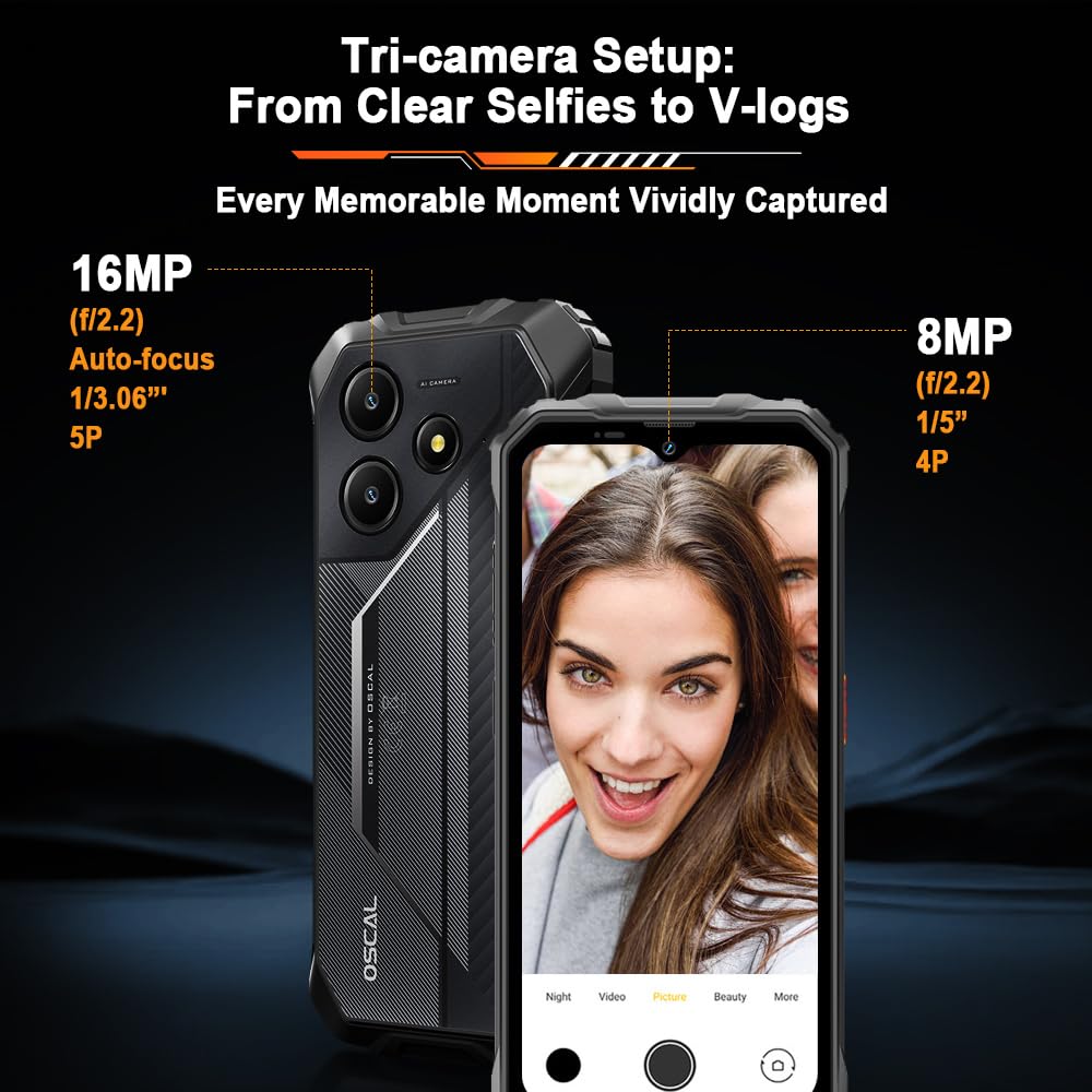 OSCAL Marine 2 (24GB+256GB) Rugged Smartphone 2025, Android 15