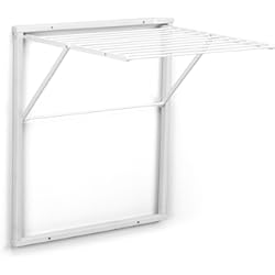 Tendedero De Pared Extensible 80 Cm Aluminio Arredamenti Italia Tendedero de Pared KLEDY, Madera - Plegable - 6.5 m Extensibles - Color: Blanco Ar-It il Cuore del Legno