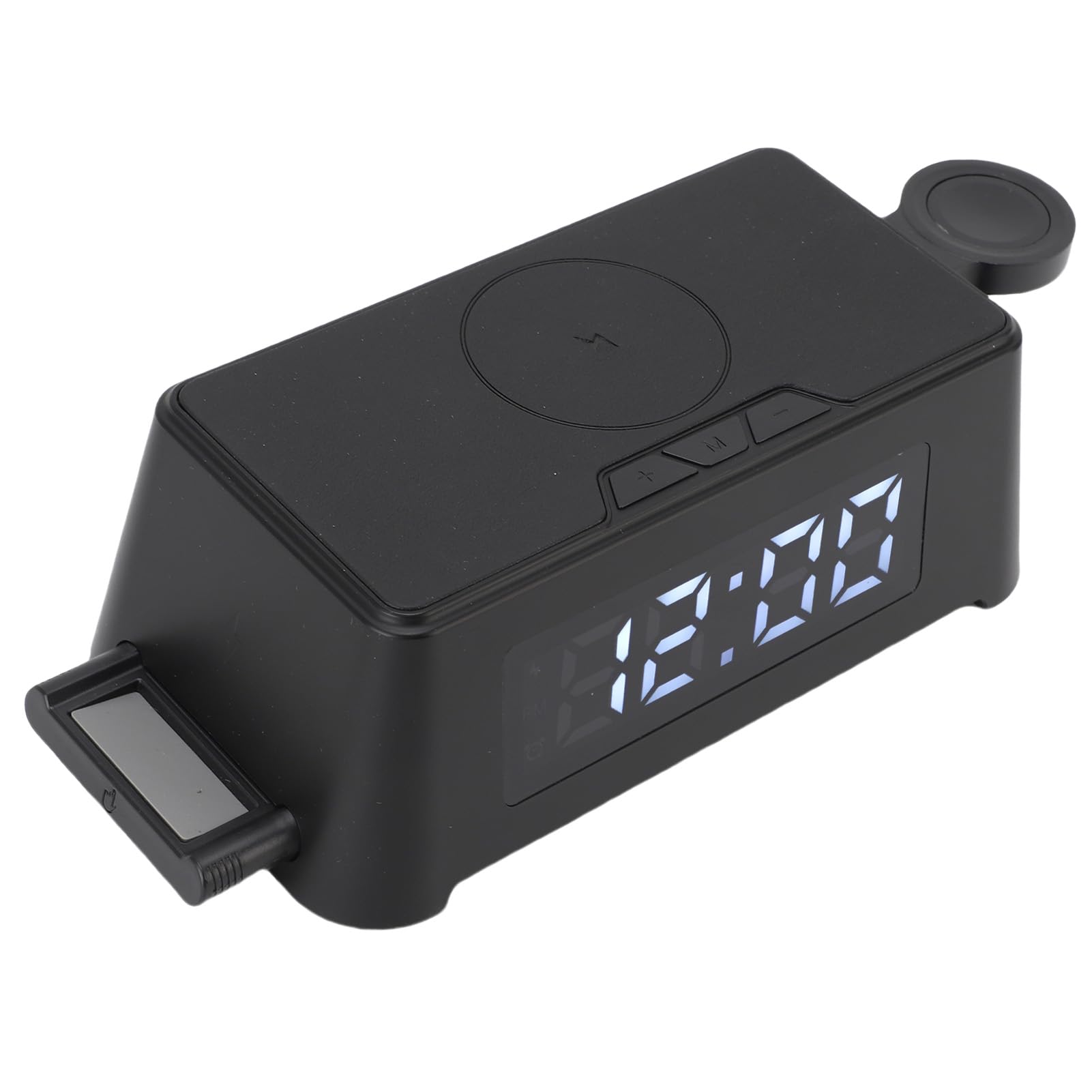 Cryfokt 6 in 1 Wireless Charging Station with Clock and Display | Supporta auricolari, ricarica smartwatch, display LED chiaro, design compatto, controlli di navigazione semplici