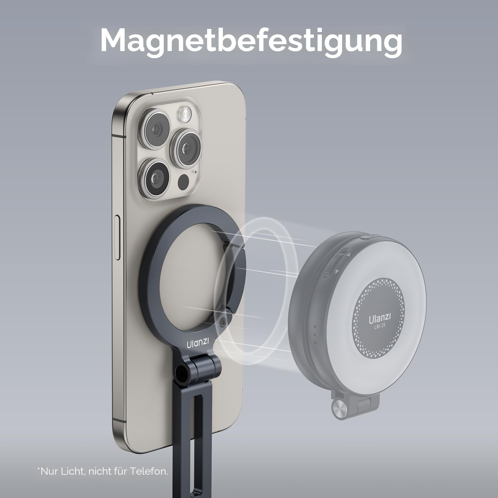 ULANZI MA07 MagLock Handyhalterung Magnetische mit 1/4" Schraubenloch Aluminium Adapter Stativ Faltbarer, Zubehör für Tripod Selfie Stick Smartphone Handyhalter kompatibel mit Magsafe/iPhone/Kamera