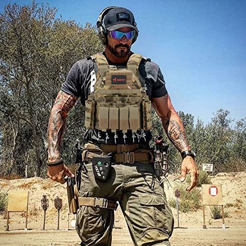 Huntit Tactical Vest Adjustable Airsoft Vest Breathable Modular Vest Weighted Vest For Adults Training Vest For Men Camo #TOP6