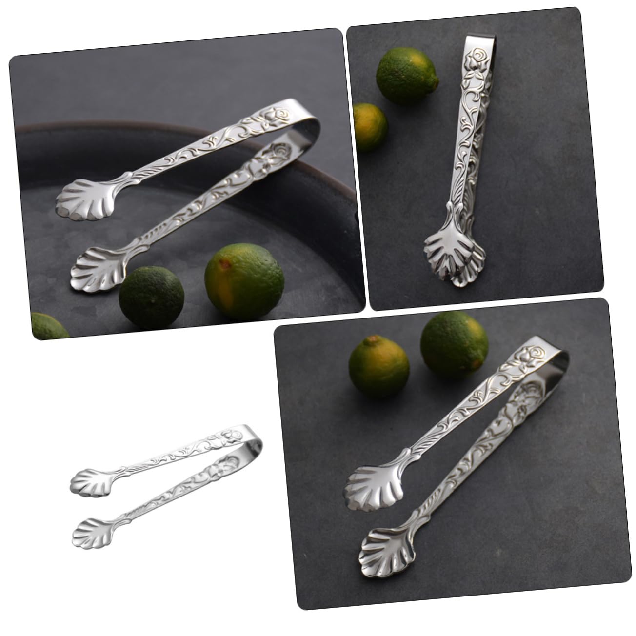 MAGICLULU Pinzas para Cubitos de Hielo de Acero Inoxidable Diseño de Relieve Rosa