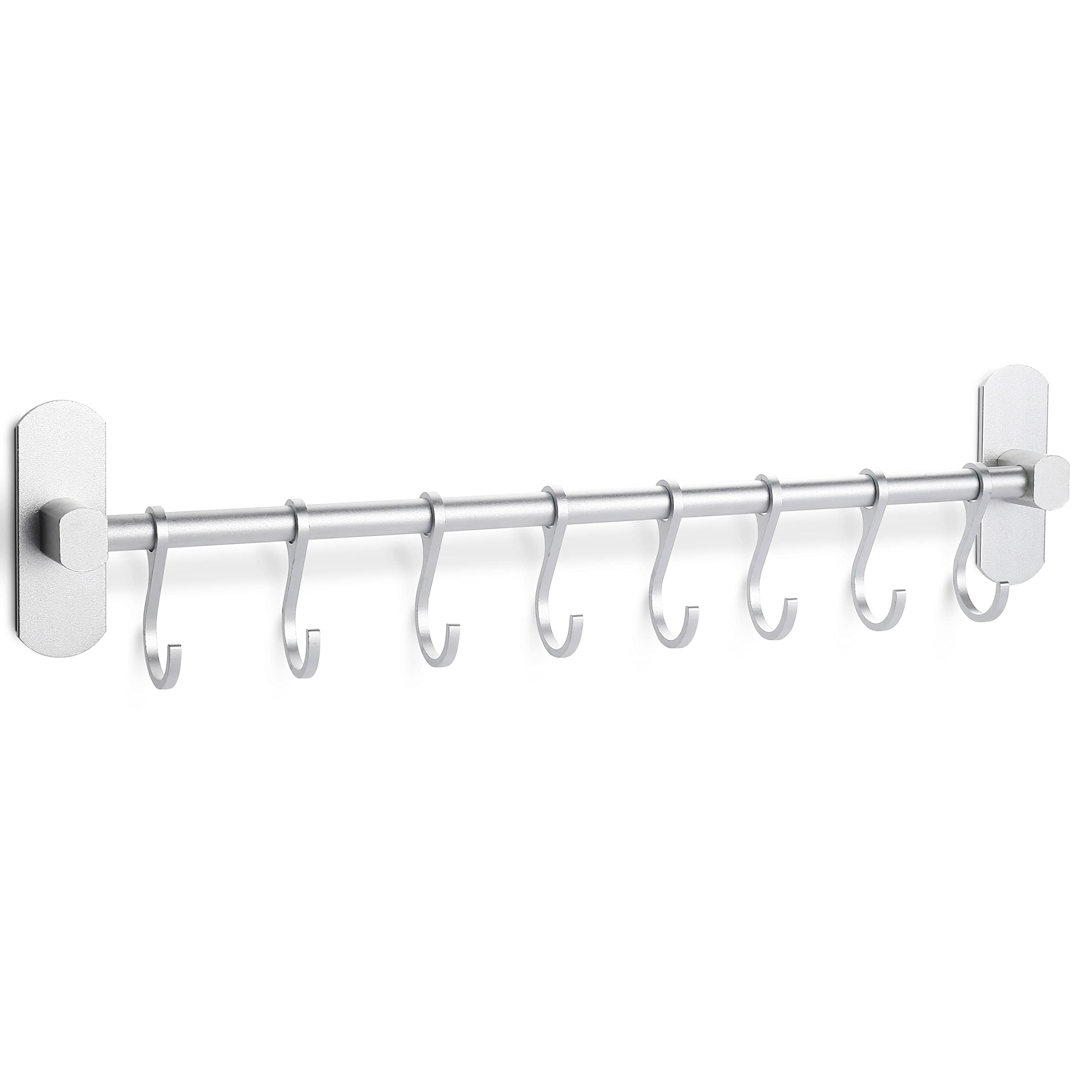 Praknu Barra para Utensilios de Cocina con 8 Ganchos - Adhesiva - Instalación 𝘀𝗶𝗻 𝗧𝗮𝗹𝗮𝗱𝗿𝗼 - 40 cm - Colgador de Utensilios de Cocina en Aluminio