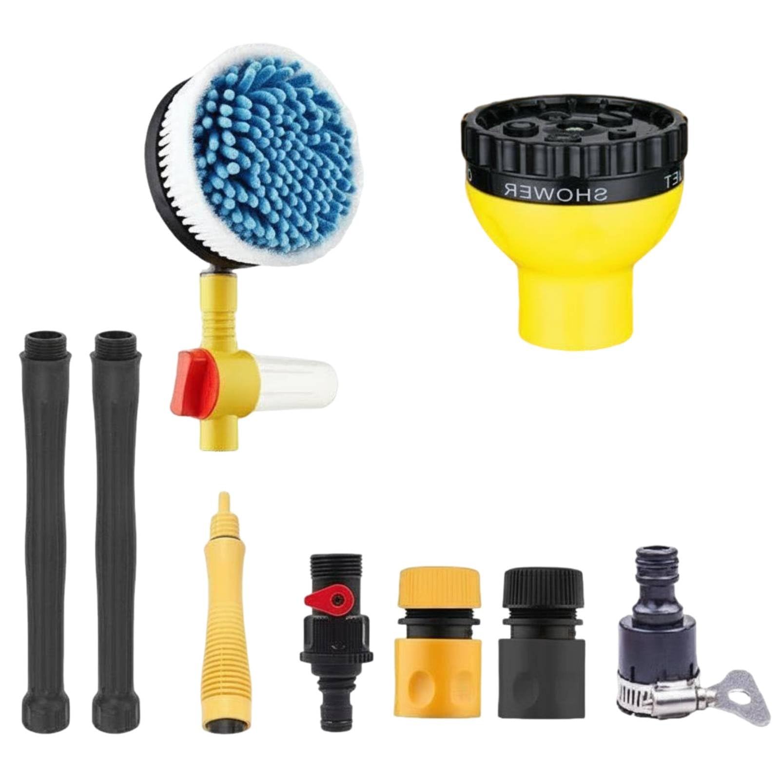 Autowaschbürste Rotierend Autowaschmop Waschbürste Schaumdüse mit Wasserbetriebenem Getriebe Und Eingebautem Seifentank für Dichten Schaum für, Brush W Multi Nozzle