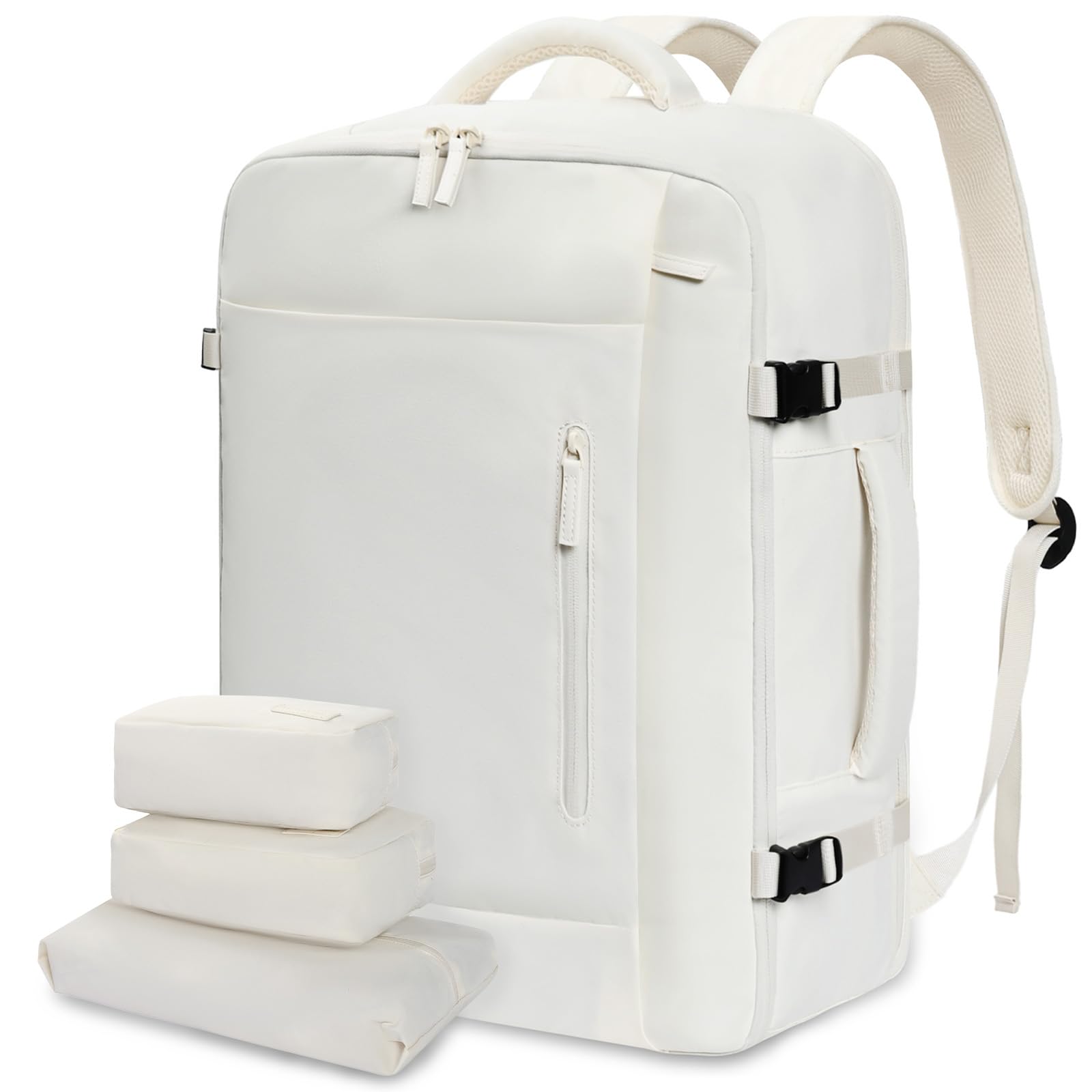LOVEVOOK Zaino da Viaggio Aereo Bagaglio a Mano 40L Grande Borsa da Cabina per Voli Impermeabile Antifurto Zaino Viaggio Uomo Donna 17,3 Pollici Zaino Porta PC per Scuola Lavoro Trekking, Beige