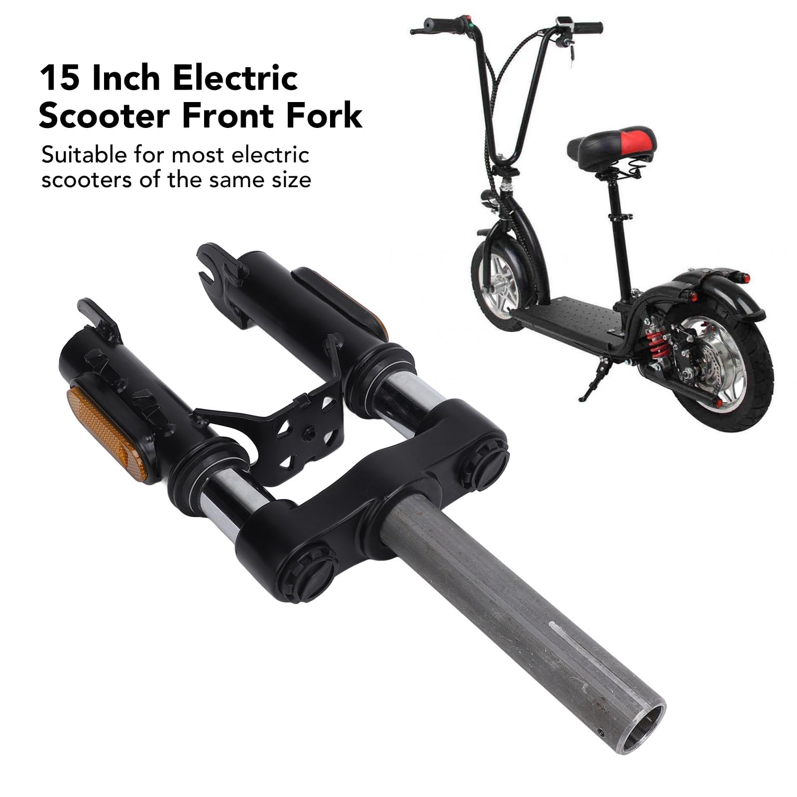 Amortiguador de Horquilla Delantera para Patinete Eléctrico de 15 Pulgadas con Reducción de Vibración para la Mayoría de Patinetes Eléctricos, Material de Acero Duradero