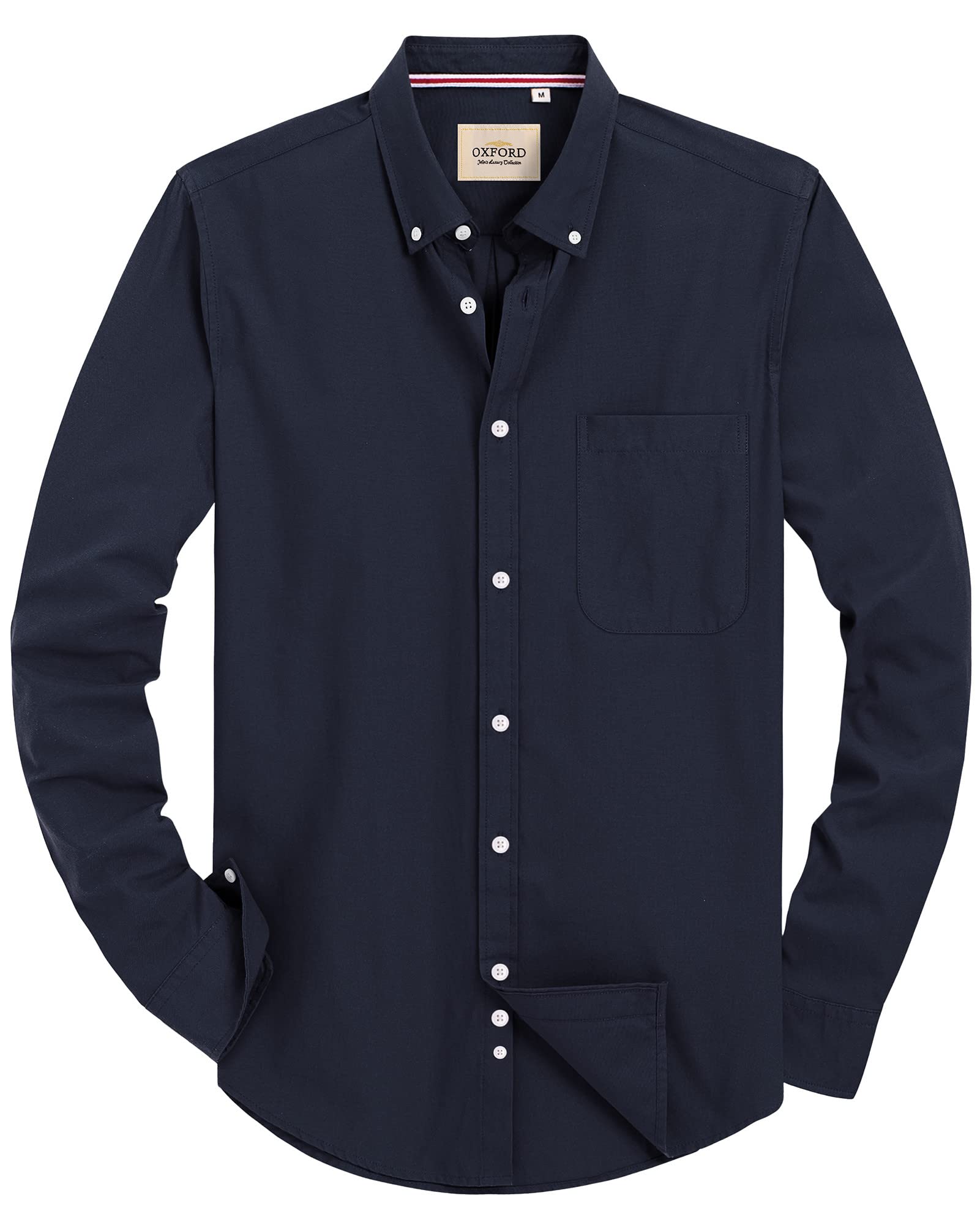 Alimens & Gentle Mens Solid Oxford Shirt Long Sleeve Dress Shirt Work Casual Button Down Shirts with Pocket