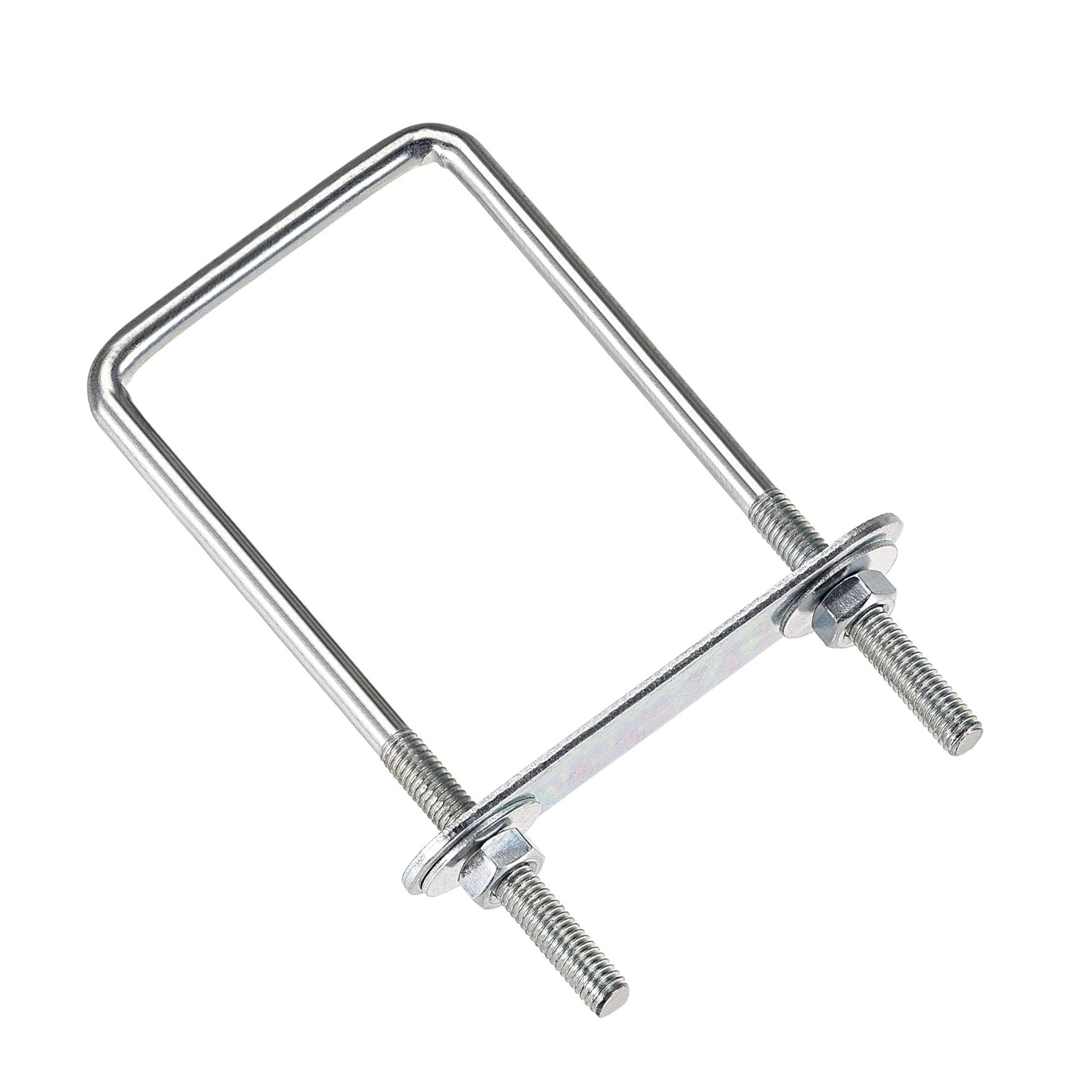 MACHSWON Square U-Bolt,2 Set Carton Steel M6 U Bolts 50mm(2") Inner Width 150mm Length with Nuts and Frame Plate for Automobiles Boat Trailer