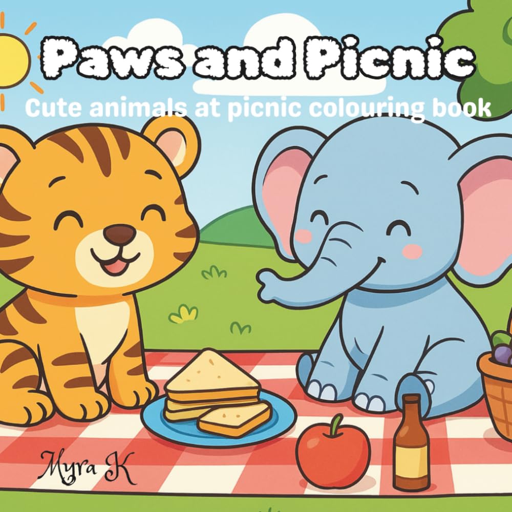 Paws and picnic: Cute animals at picnic colouring book