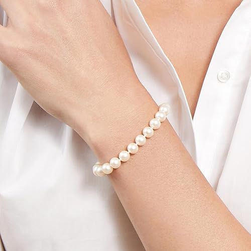 Miniatura 2 de THE PEARL SOURCE Pulsera de perlas blancas de agua dulce para mujer pulsera de perlas cultivadas en plata de ley 925 con perlas cultivadas