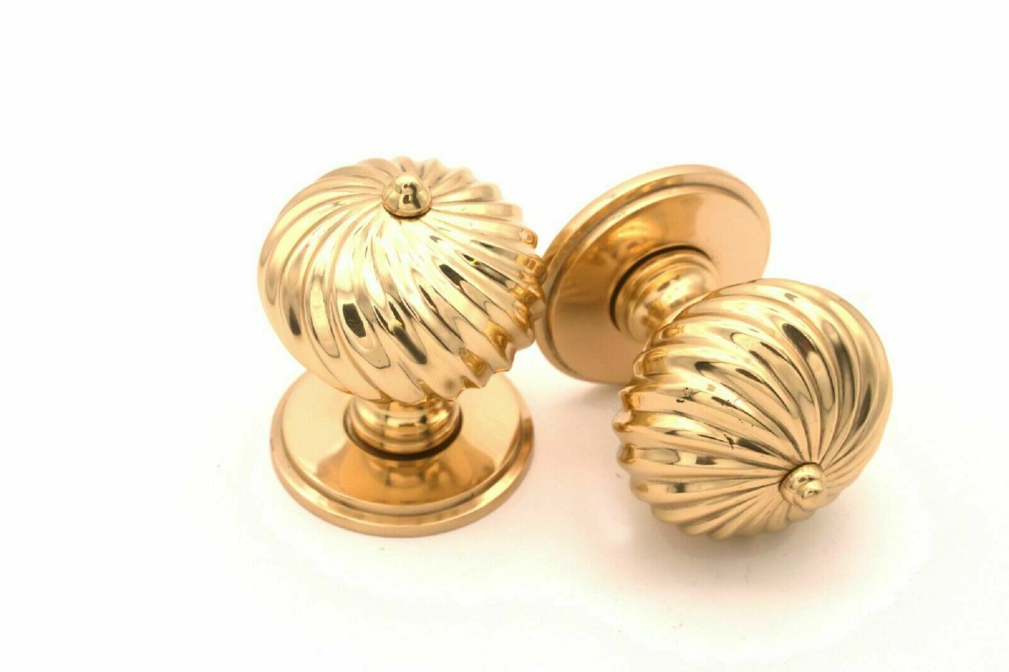 Coppia di manopole tradizionali a spirale a 2 gradini, 60 mm, finitura ottone lucido