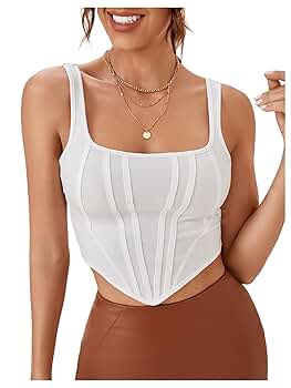 Floerns Women's Sexy Asymmetrical Hem Scoop Neck Bustier
