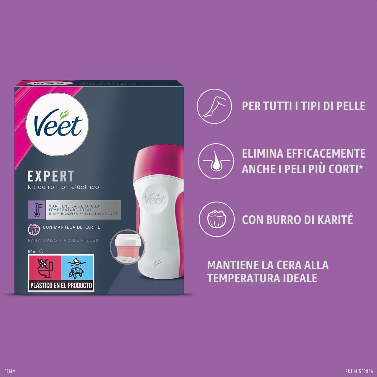 Veet Easy Wax Roll On Cera a Caldo - ricambio 50 ml