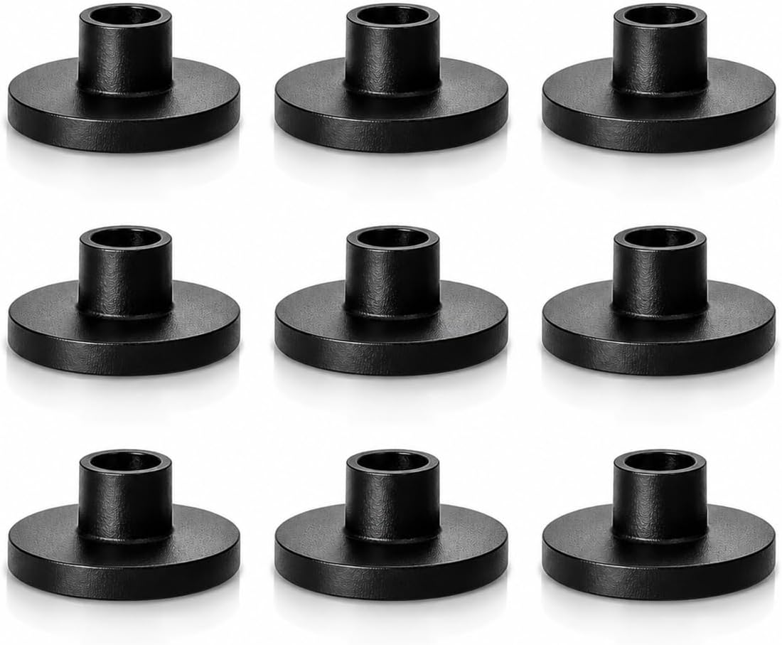 9PCS Mini Black Taper Candle Holders: CHONNFEASTT® 0.5" Iron Chime Candle Holders - Matte Black Skinny Candle Base for Spell, Advent, Birthday Candles - Small Rustic Farmhouse Table Decor