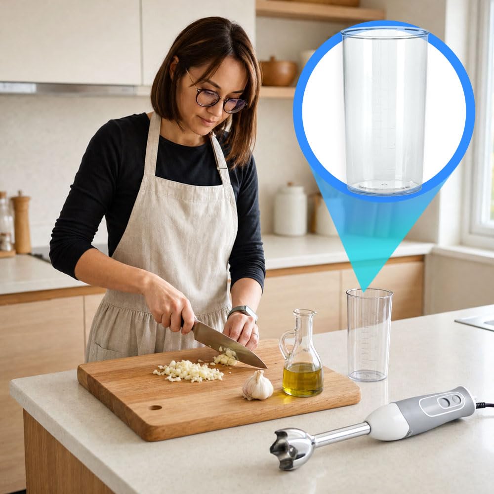 Anakel Home Contenitore Frullatore ad Immersione 600ml Per misurare Quantità | Misurino Graduato Plastica