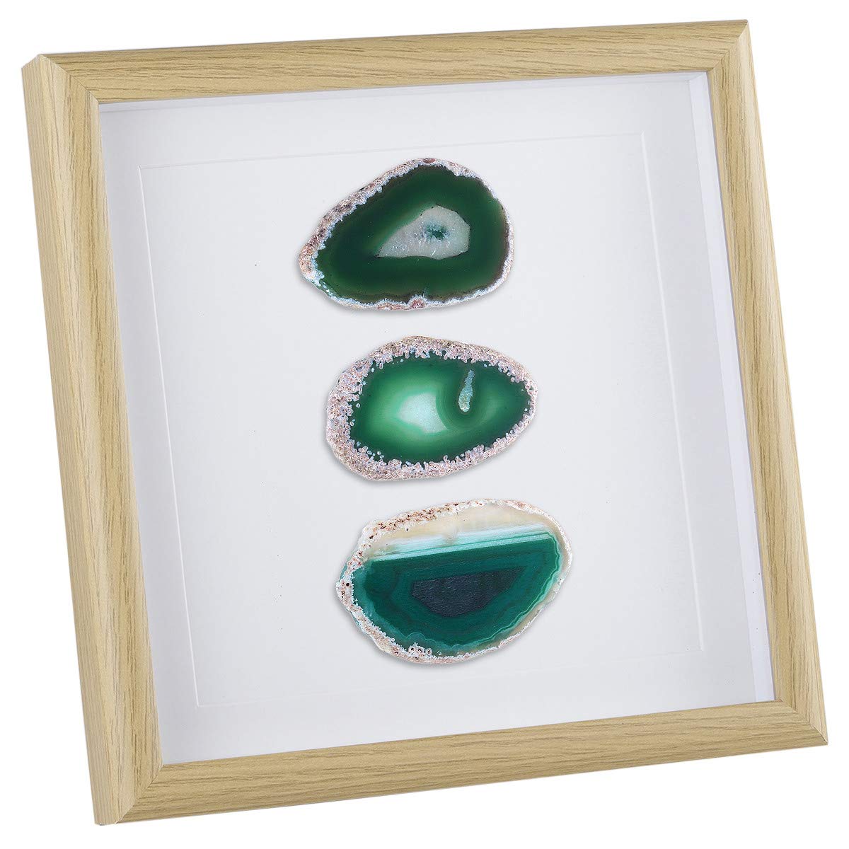 mookaitedecorFramed Agate Slices Wall Art, Geode Slice Stone Picture Frame for Living Room Bedroom Home Decor 8.8 Inches