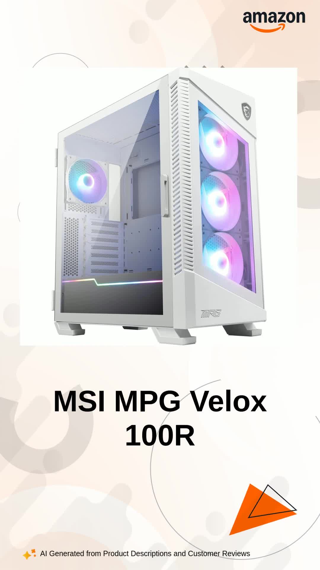 Amazon.in: Buy MSI MPG Velox 100R White Premium Gaming PC Cabinet