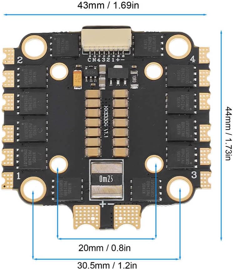 Miniatura 4 de INLIMA Accesorios para drones FPV RC Drone 4 en 1 Controlador electrónico de velocidad 4 en 1 45A ESC para PWM Hardware Drive Motor para FPV RC