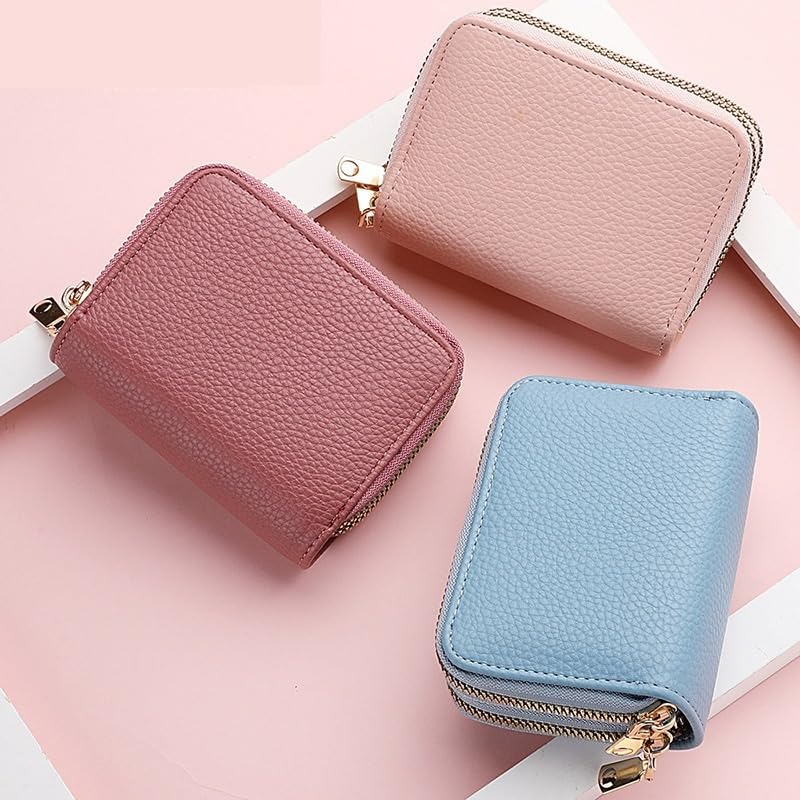 Double-Zipper Card Organizer - Textured Storage Wallet With Accents(#1)3