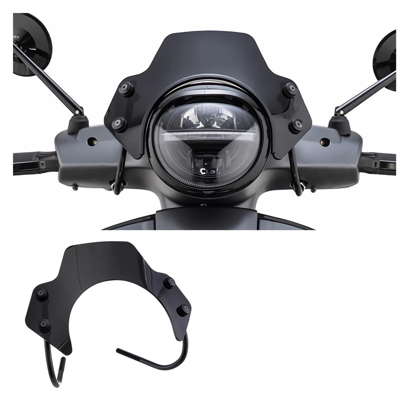 Przednia szyba motocyklowa Osłona Przednia Motocykla Pasująca Do Vespa GTS300, Pasuje Do GTS Super 125-300cc, Przednia Szyba GTS 300 GTS 125 GTS SUPER powietrzadeflektor(Translucent Black)