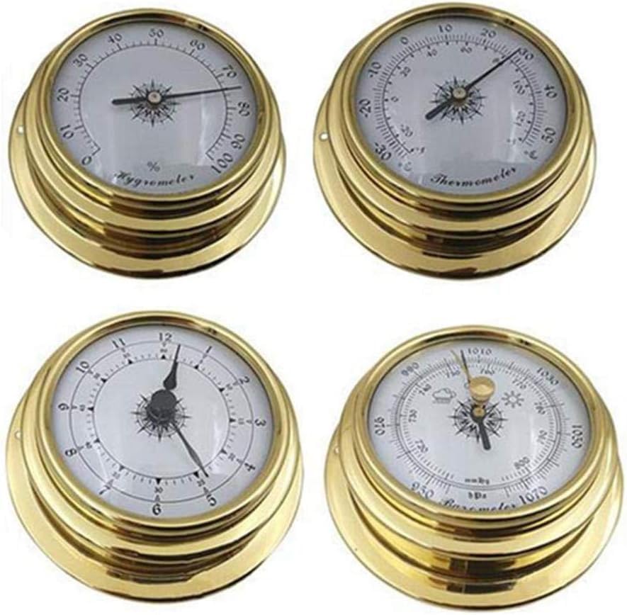 Barometro, Barometro da Parete Color Ottone, 4 Pezzi/Set Termometro Igrometro Barometro Orologi, Brass Color