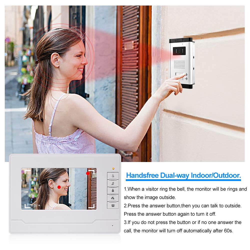 Système d'interphone de Contrôle d'accès de RFID Câblé 7 "Système de Sonnette d'interphone de Moniteur de Moniteur Vidéo de Pouce pour la 2 Maison/Appartement
