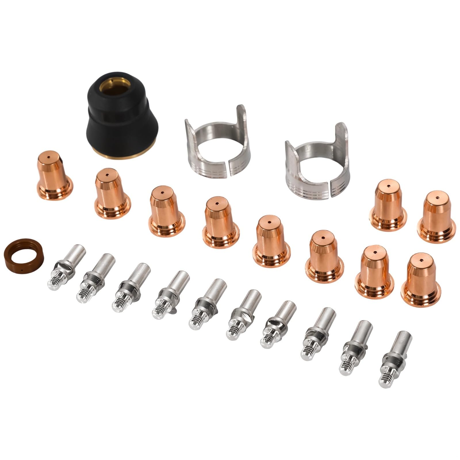 Cutter Consumibles Kit de electrodos de boquilla con boquillas de cobre rojo, electrodos, soportes, cubierta, kit de electrodos de punta de 24 piezas para Ipt40 Cut55 Cut65