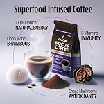 VitaCup Ground Mushroom Coffee with Lions Mane, Chaga, & Vitamins for Immune Support & Focus, Drip Coffee Brewers and French Press, 10 Ounces