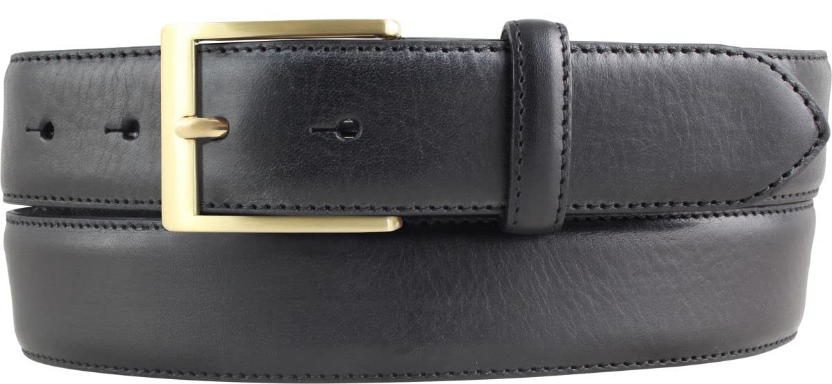 BELTINGER Hochwertiger Anzuggürtel aus Vollrindleder mit goldener Gürtelschließe 3,5 cm | Bombierter Ledergürtel Herren 35mm | Business-Gürtel made in Italy