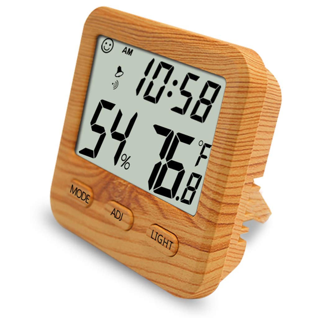 Termometro e igrometro Digitale per Interni Domestici, igrometro Digitale, Orologio e Display dell'ora integrati, misuratore di monitoraggio accurato per casa, Ufficio, Serra, Bianco (Giallo)