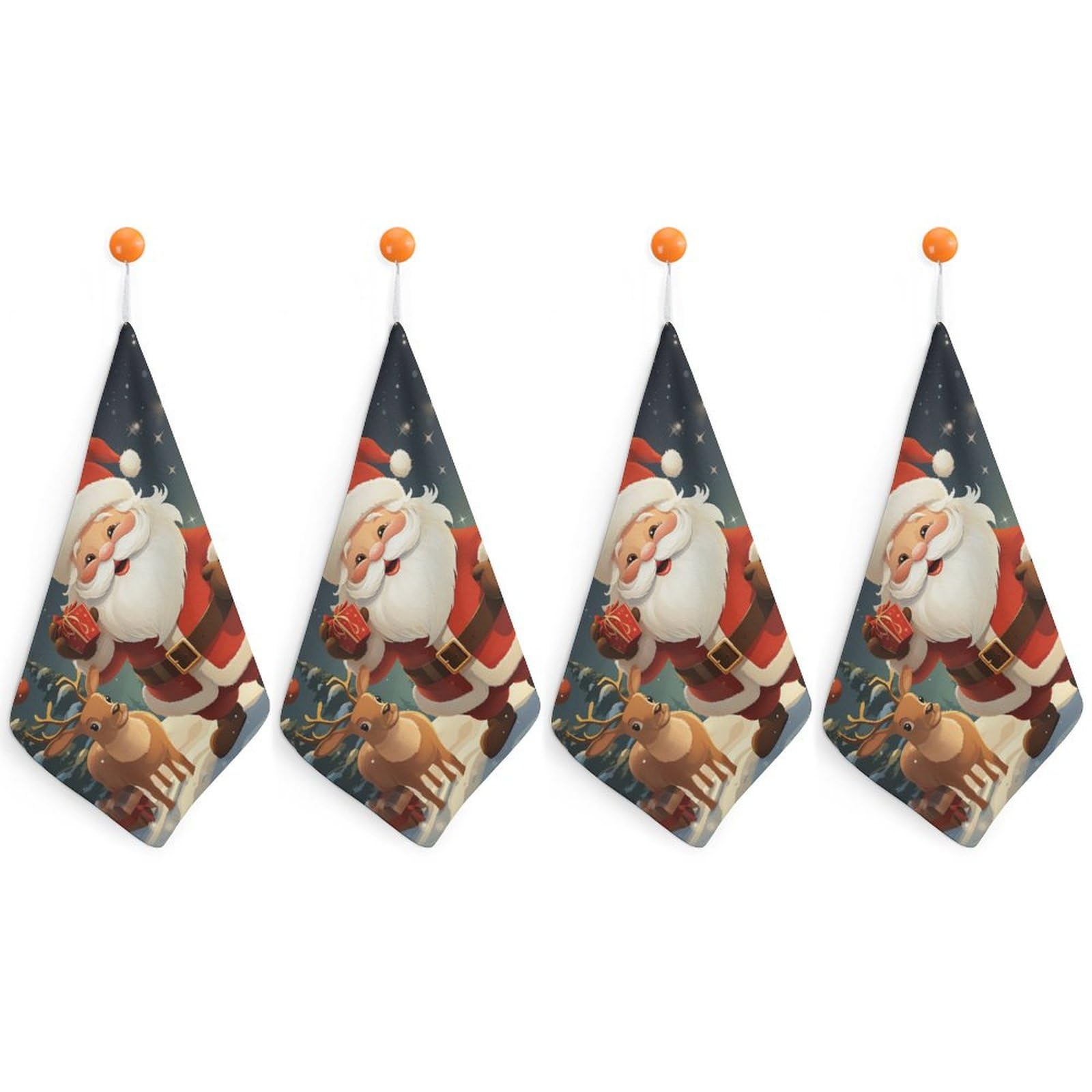 Toallas de cocina de Papá Noel, juego de 4 toallas de mano cuadradas de 30 cm para Navidad