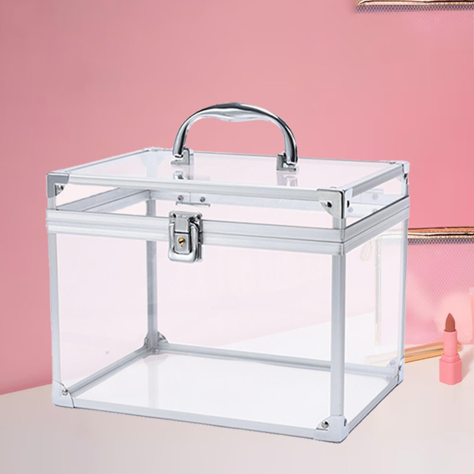 perfk Trousse de maquillage en acrylique, organiseur de cosmétiques, présentoir de cosmétiques transparent pour vanité, Clair