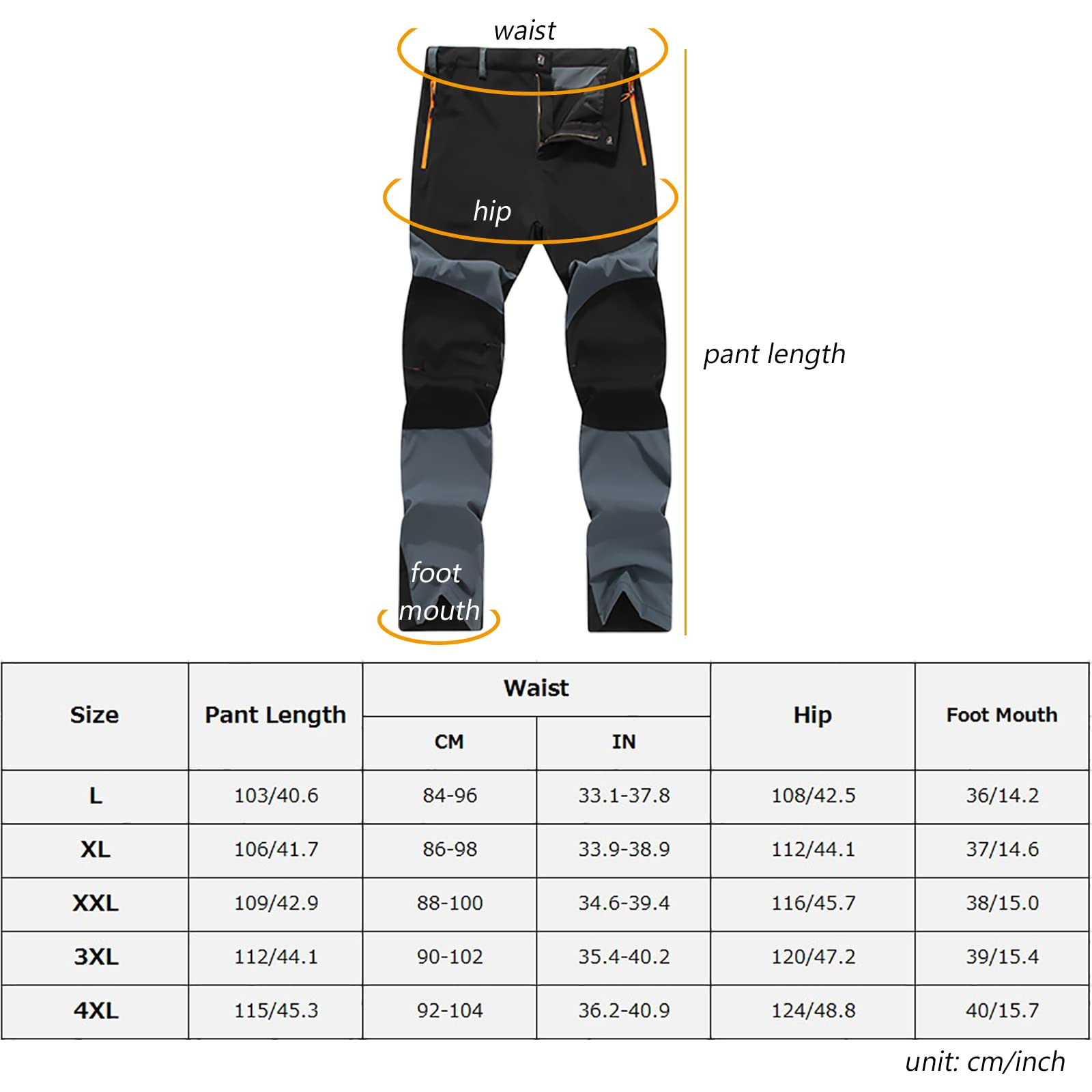 Mire Hombre Pantalones de Senderismo Secado Rápido Impermeable Escalada Montaña Transpirable Pantalones(Size:L,Color:Azul)