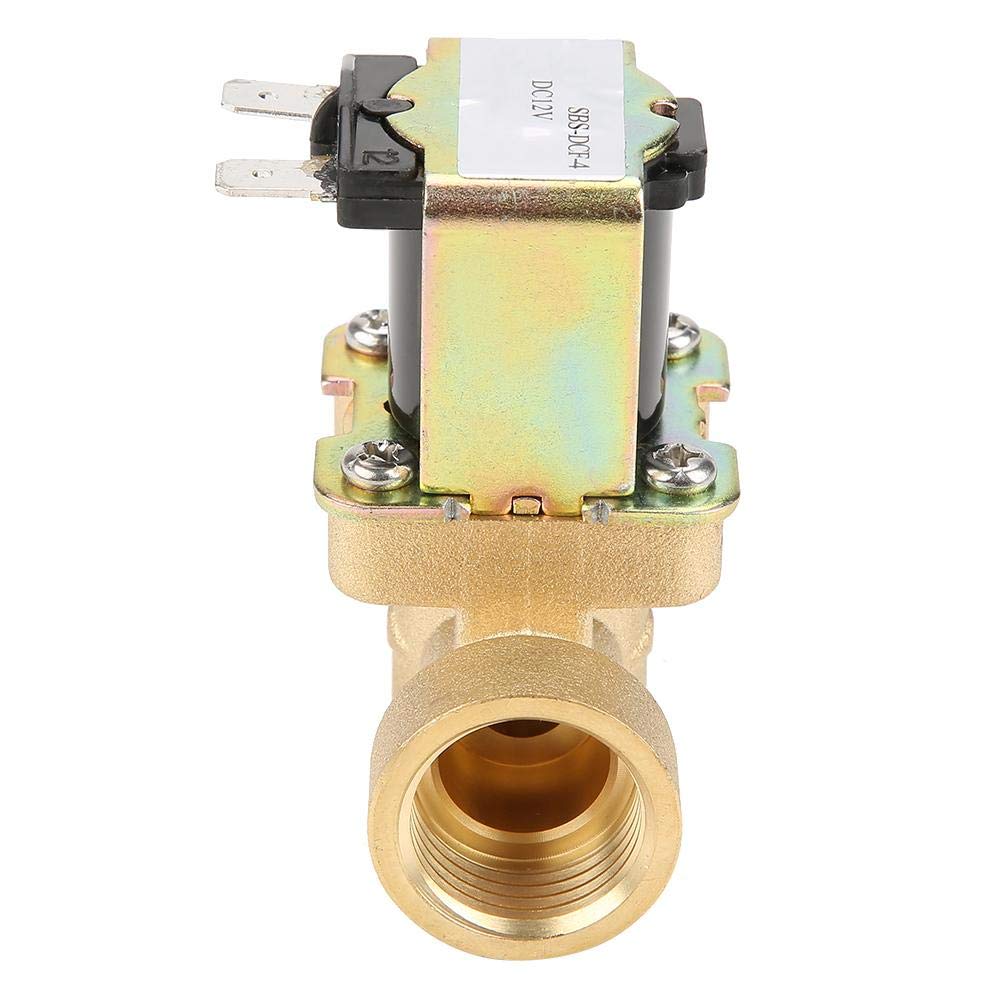 Elettrovalvola elettrica, DC12V DN15 G1 / 2 NC Elettrovalvola di ingresso acqua ottone Elettrovalvola normale chiusa a comando elettrico