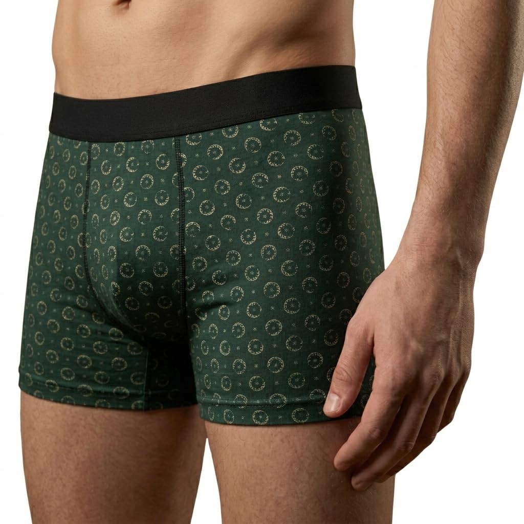 1 PCS Men's Printed Boxer Briefs, Soft & Breathable Trunk Underwear with Elastic Waistband, Comfortable Innerwear, Lounge & Sleepwear for Men-picture-12