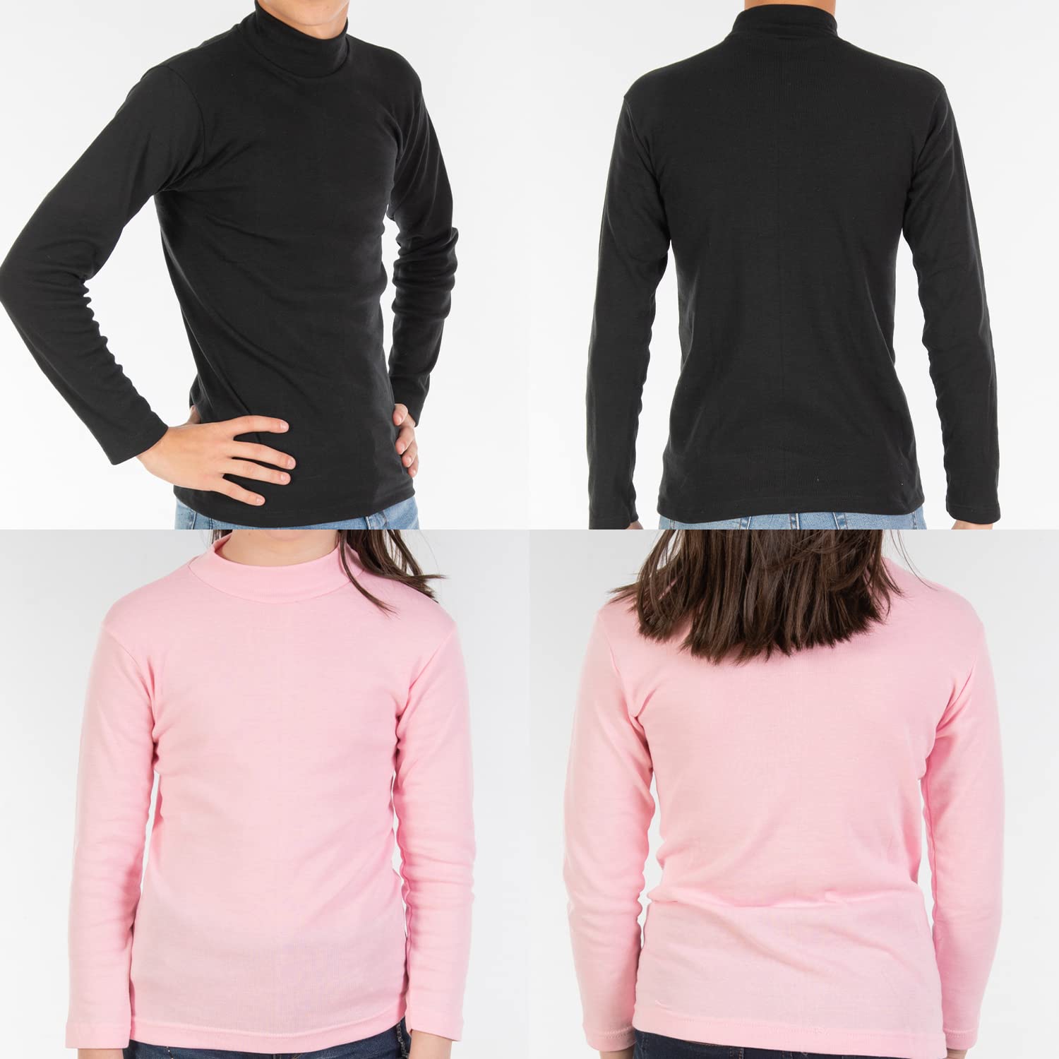 Pack de 2 Semicisne Lacotex Infantil L127 de Algodón, Manga Larga, Cuello Medio. Camiseta Unisex con Interior Cálido.
