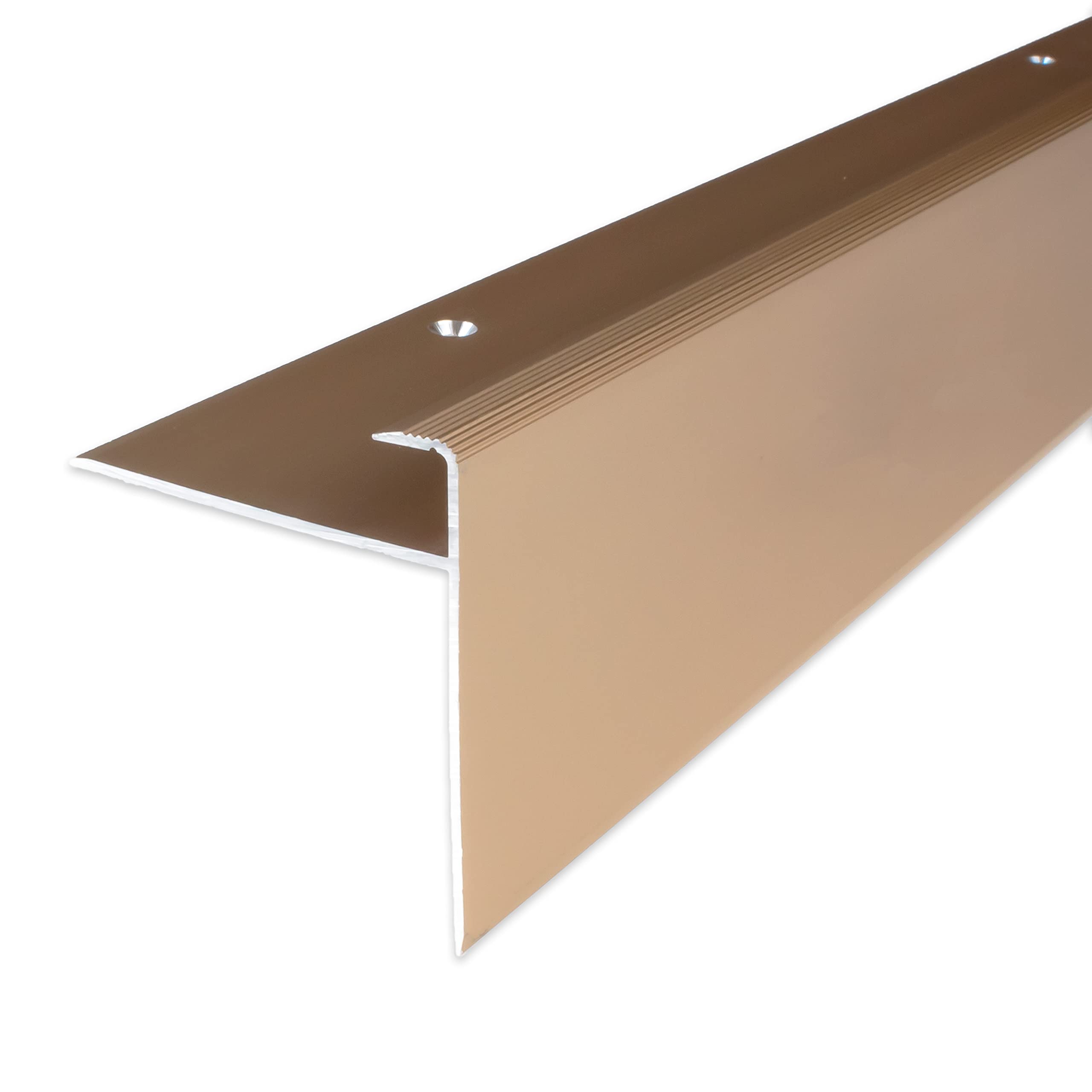 PROVISTON afwerkprofiel | Geanodiseerd aluminium | Brons donker | Breedte 10 mm | Hoogte 8,5 mm | Lengte 2700 mm | Geboord | Trapneus | Trapprofiel parket | 1 stuk