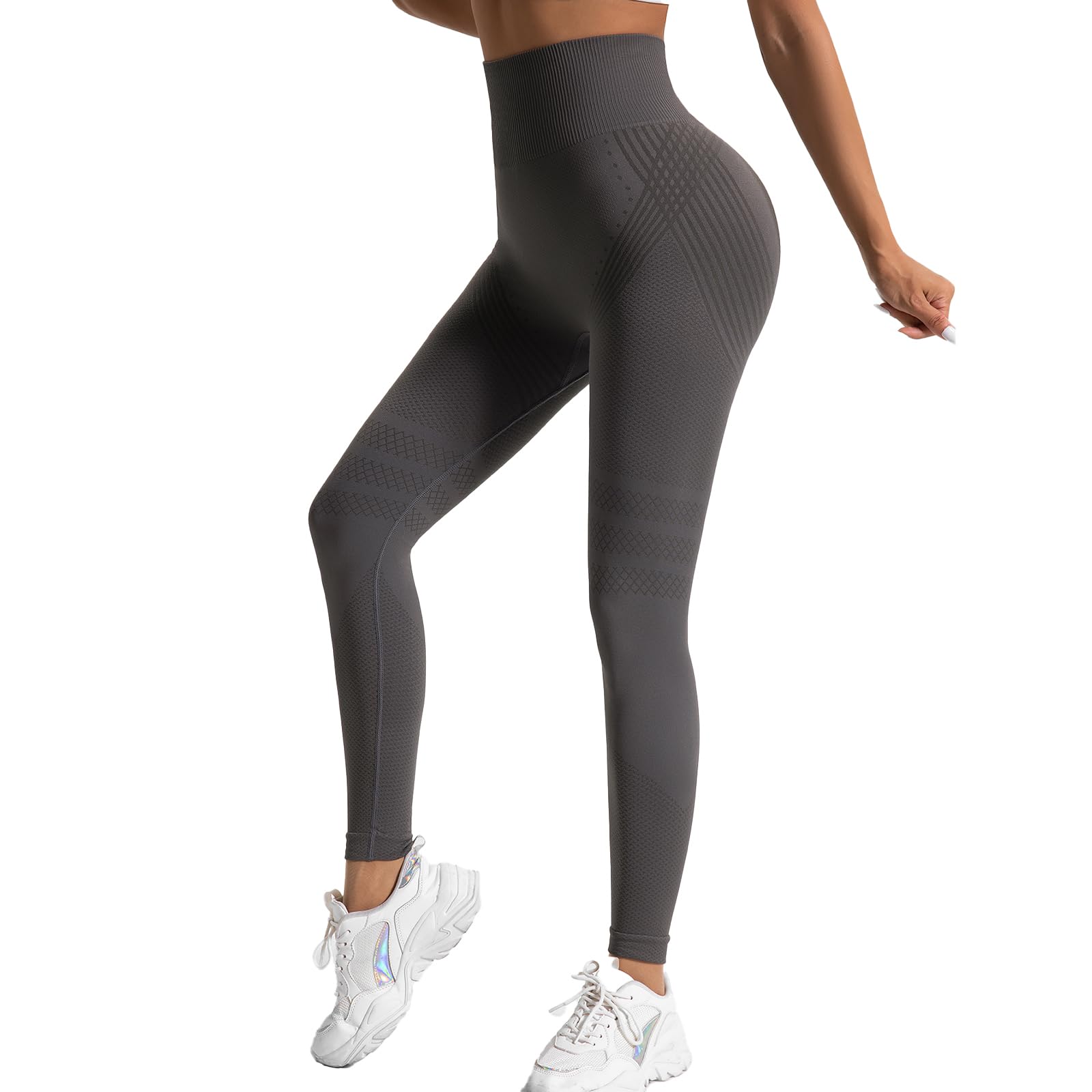 Leonie And Co Leggings Leggings Femme PLUMI Compression 3D Anti-Cellulite - Taille Haute Galbante - Yoga Fitness Legging De Sport Femme