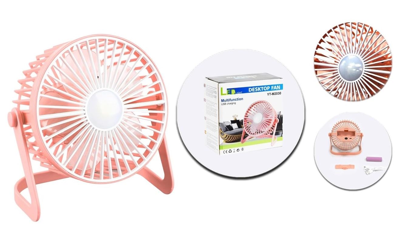 Mezin Mini Portable Fan with LED Light - Rechargeable & USB -6