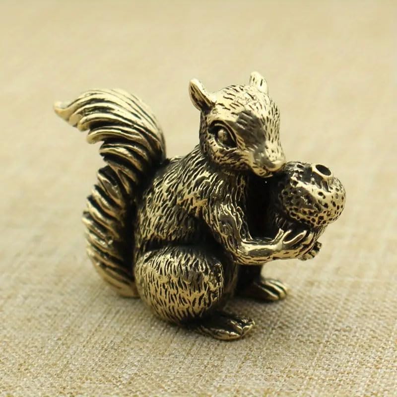 2Pcs Antique Squirrel Ornament Solid Copper Statue Figurines Brass Squirrels Nuts Tea Pet Incense Holder Desk Decoration - Image 5